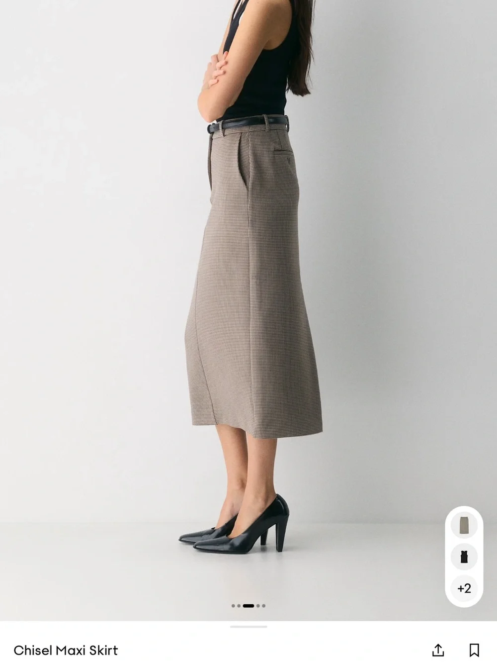 NWT Aritzia Chisel Maxi Skirt by Babaton, Grey Check, Maxi Pencil Skirt, Size 6 - Picture 9 of 16